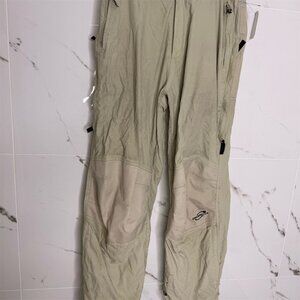 Obermeyer Men's Beige Ski Snow Pants M Zippered Pockets Winter rip at bottom